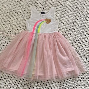 Lilt Pink and White Kids Dress with Rainbow and Gold Heart